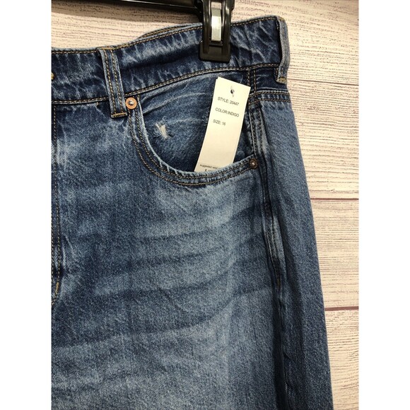 OfLuck Original Jeans Distressed Med Wash Wide Legs 100% Cotton Sz 16 NWT - Picture 3 of 7